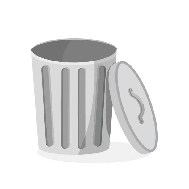 ilustrações de stock, clip art, desenhos animados e ícones de vector illustration of a trash can isolated on white - can disposable cup blank container