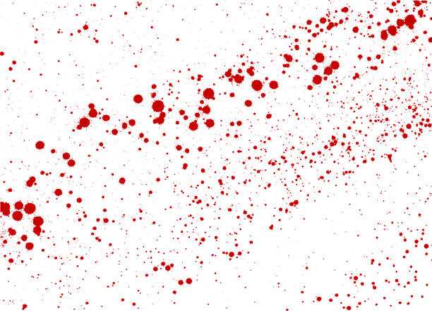 Blood splatters Blood drops and splatters. Splashing red paint. Halloween bloody background. Ink blots grunge texture. Splattered stock illustrations