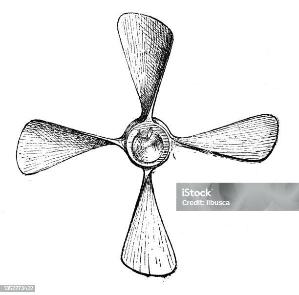 Antique Illustration Propeller Stock Illustration - Download Image Now ...