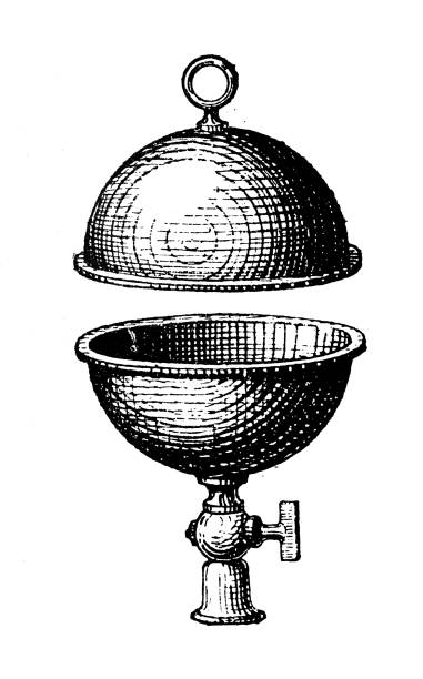 골동품 일러스트: 마그데부르크 반구 - vacuum tube stock illustrations