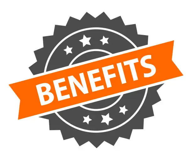 Vector illustration of Benefits - Stamp, Imprint, Seal Template. Grunge Effect. Vector Stock Illustration