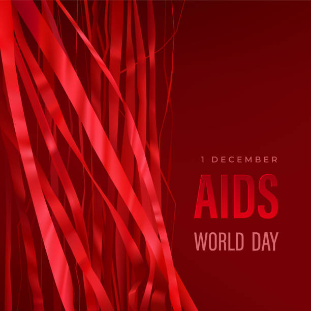 illustrazioni stock, clip art, cartoni animati e icone di tendenza di sfondo della giornata mondiale contro l'aids con nastri rossi - ribbon banner aids awareness ribbon red