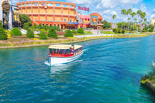 Orlando, Florida USA 1November 03 2021. The Toothsome Chocolate Emporium, Hard Rock Cafe and boat