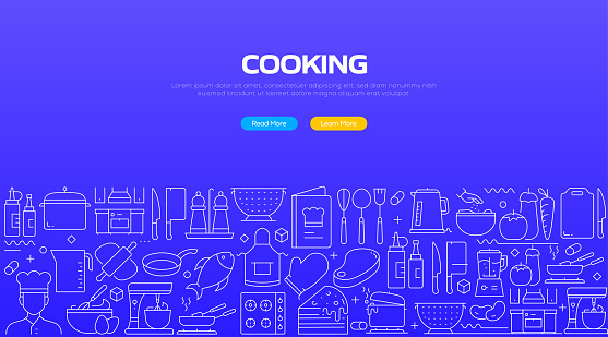 istock Cooking Related Modern Line Style Vector Illustration 1352277247