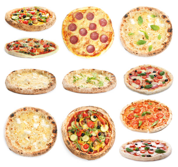 istock Set with different tasty pizzas on white background 1352277692