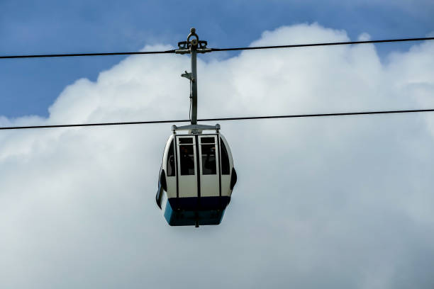 teleférico en las montañas, en lisboa capital de portugal - overhead wires fotografías e imágenes de stock