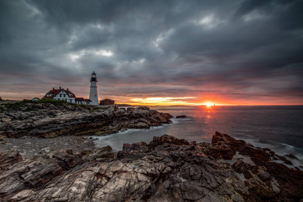 istock Portland Light in Maine Drone Photo 1352280601