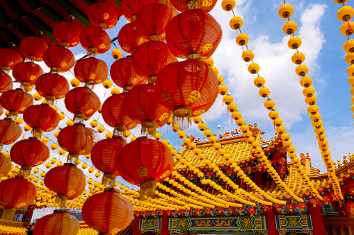 Abundance of lanterns hanging in Thean Hou Temple in Kuala Lumpur, Malaysia.