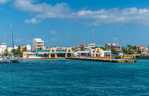 Fishing boats on coastal village of Sainte Luce, Martinique