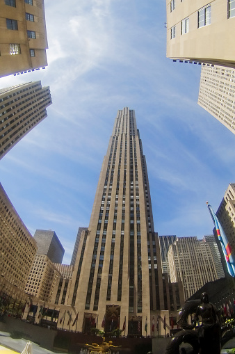 NEW YORK CITY - September 02: Grand Angular view over the Rockefeller plaza