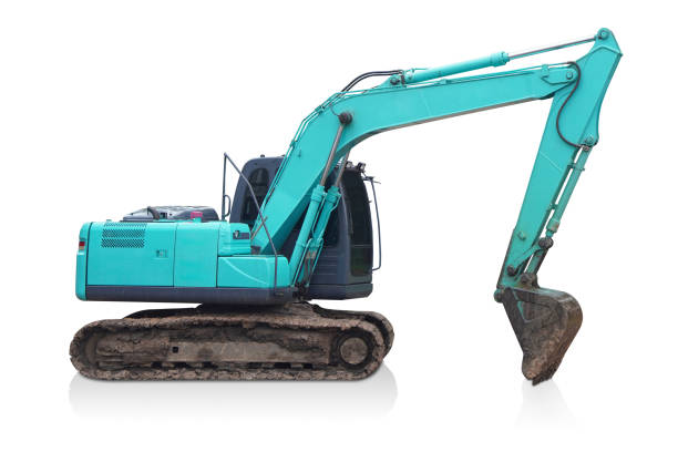 Land excavators green Working on the site