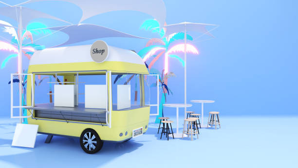 istock Model vans for sale on the beach,mockup for product 1352286169