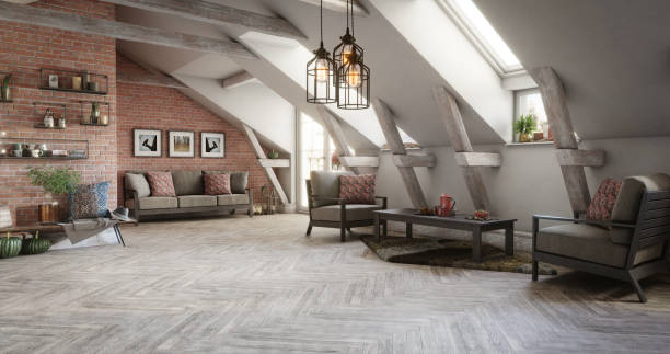 istock Cozy Scandinavian Attic Interior 1352289747