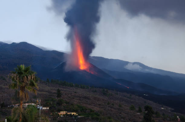 Volcanic eruption of Cumbre Vieja. stock photo