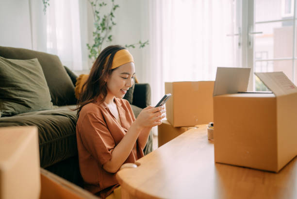 istock Woman preparation ship order to customer. 1352292357