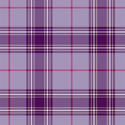 Purple and red tartan plaid pattern, seamless fabric swatch.