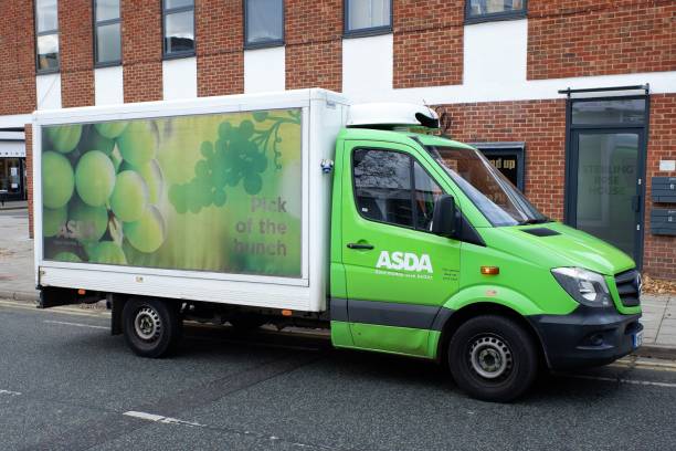 Asda home groceries delivery van Rickmansworth, Hertfordshire, England, UK - November 8th 2021: Asda home groceries delivery van asda photos stock pictures, royalty-free photos & images
