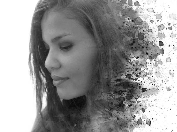 istock Paintography. Abstract expressive ink painting combined with a profile portrait 1352296621