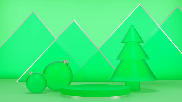 istock Christmas, New Year 3d render green wallpaper 1352297902