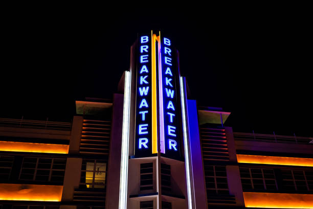 Abstract hotel concept, with lights moving in the dark