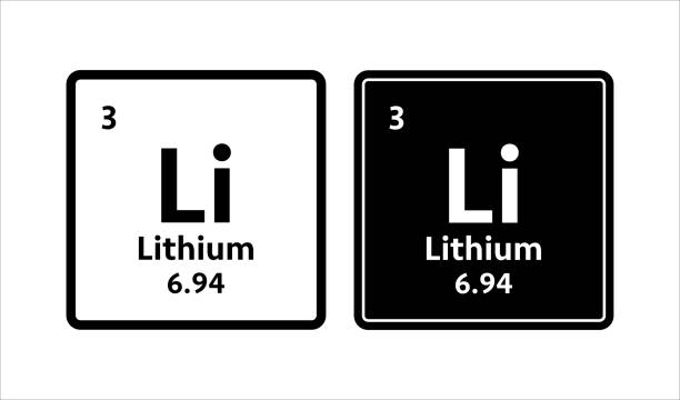 lithium-symbol. chemisches element des periodensystems. vektor-stock-illustration. - periodensystem der chemischen elemente stock-grafiken, -clipart, -cartoons und -symbole
