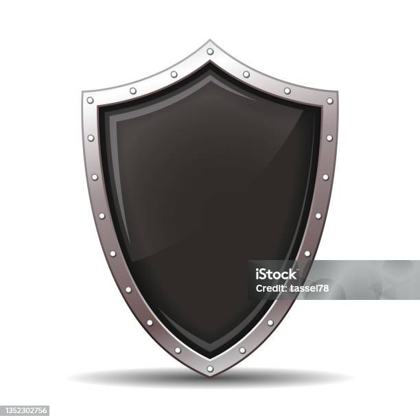 Metallic Shield Vector Vector Black Glossy Metal Shield Vector Illustration Stock Illustration ...