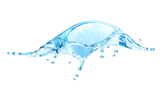 Water splash isolated on white background. 3D Render