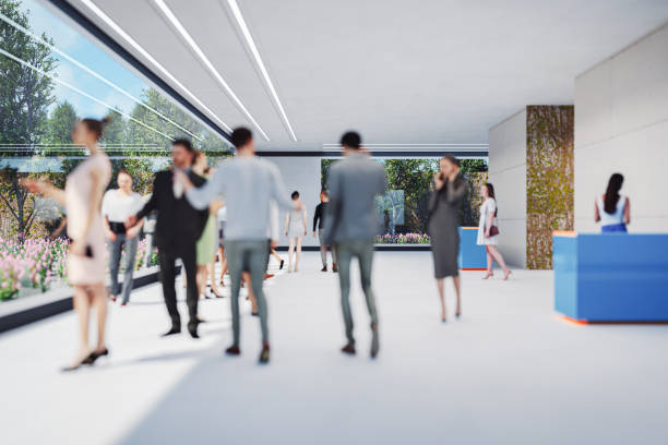 istock Business people walking in the office lobby 1352311320
