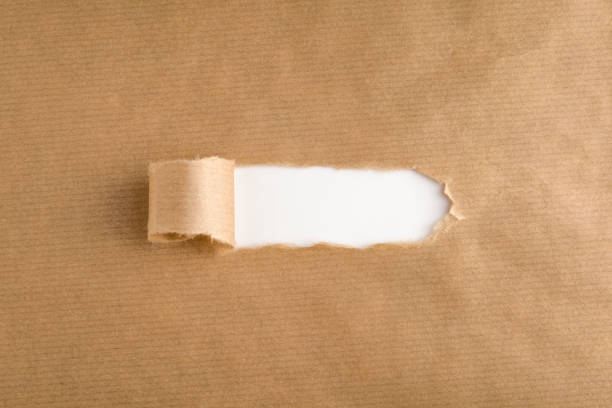 찢어진 가장자리찢어진 공예 용지 - rolled up paper wrapping paper color image 뉴스 사진 이미지