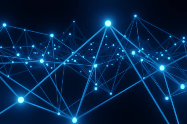 istock Abstract plexus shapes. Technology background. Connection, science, web concept, science, business, space. Polygonal space on a black background. 3D rendering. 1352319231