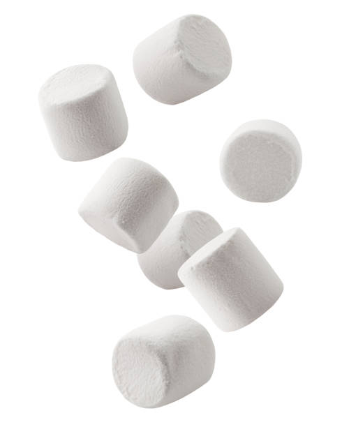 istock Falling marshmallow isolated on white background, clipping path, full depth of field 1352320933