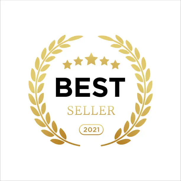 Vector illustration of Best seller badge logo icon design laurel. Best seller vector isolated white background. EPS 10