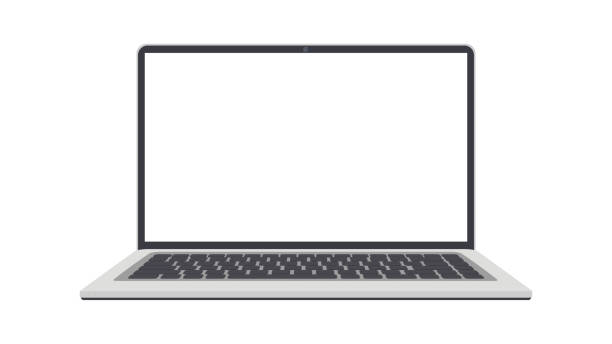 istock Laptop in flat style with white screen. For advertising design. Isolated on white background. Vector. 1352324129
