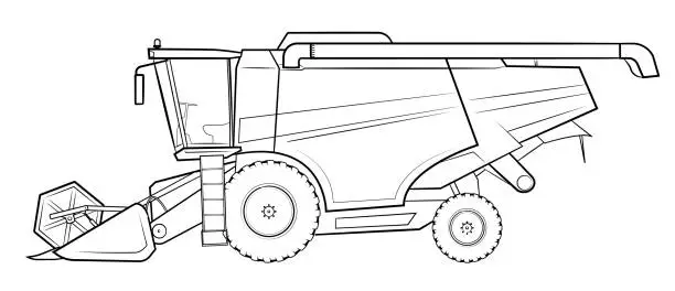 Vector illustration of Harvesting machine combine - vector illustration of a vehicle.