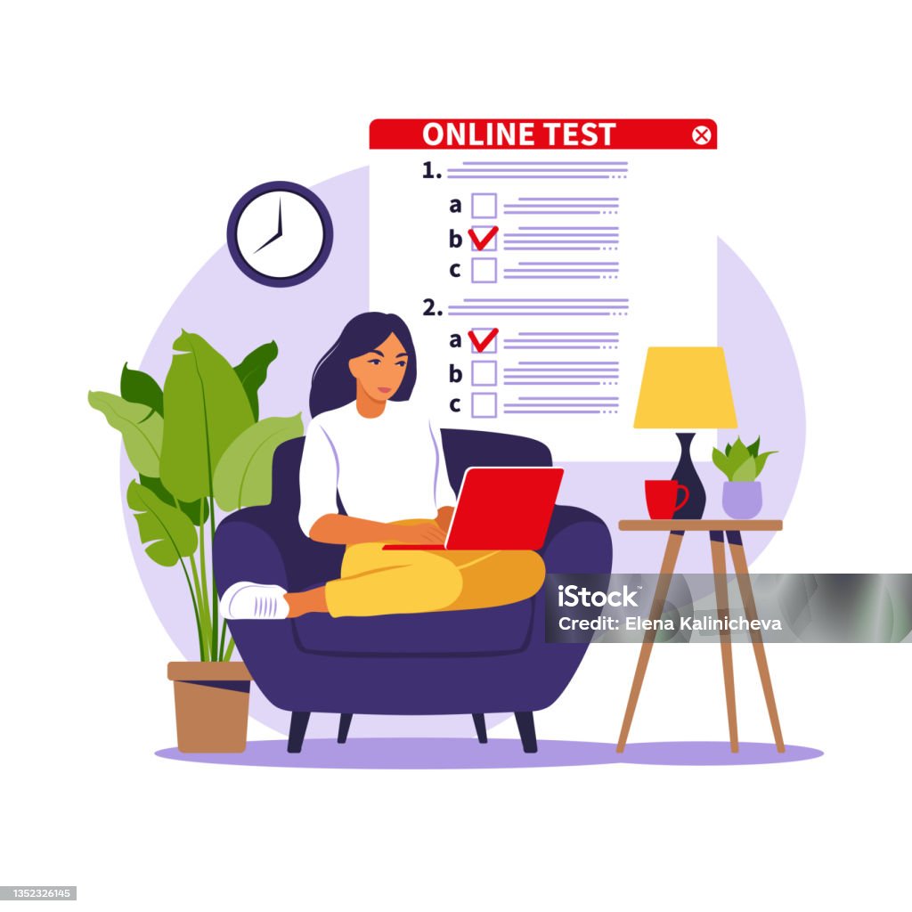 Test Elearning Images Concept Online Testing Elearning Examination On Computer Vector ...