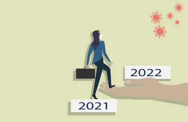 Vector illustration of Coronavirus pandemic financial growth concept-Helping hand for business and economy.Concept business support