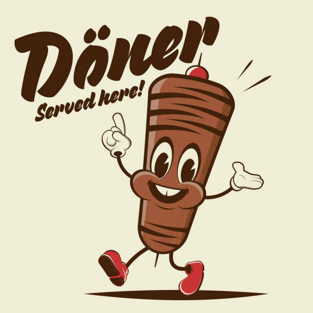 funny doner retro cartoon illustration vector art illustration