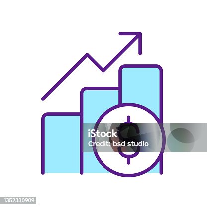 istock Income increase chart RGB color icon 1352330909