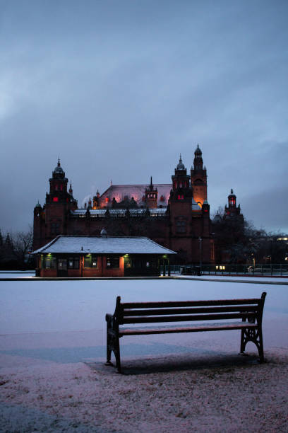 Kelvingrove Art Gallery and Museum in the Snow stock photo