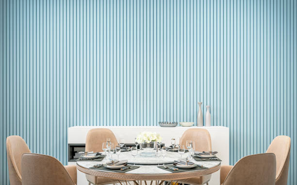 Modern luxury dining room with round table and decoration