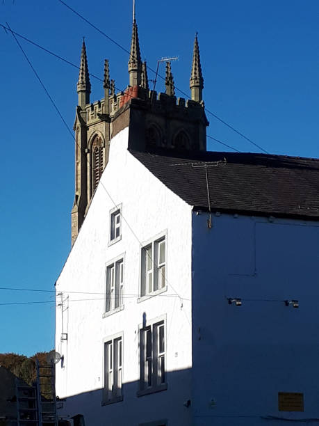 St Leonard's church is surrounded by pubs and former ale houses There are dozens of pubs in the small town centre. The people were a thirsty lot. Possibly because the 2 main industries,cotton and coal mining generated a lot of lung weakening dust bar drink establishment stock pictures, royalty-free photos & images