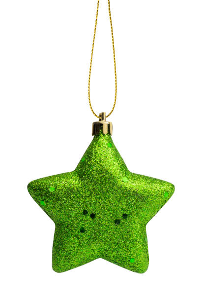 istock Green Christmas star ornament bauble isolated on white background 1352346493