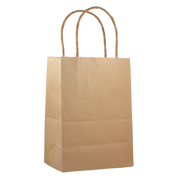 istock Folded paper bag isolated on white background 1352357769