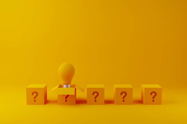 istock Think outside the box concept. Light bulb floating out the box with question mark on box. 3d illustration 1352361796