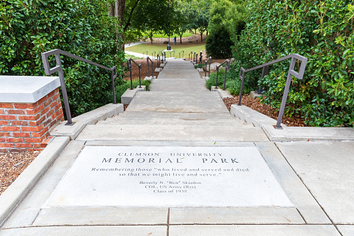 Clemson, SC - September 17, 2021: Memorial Park on the Clemson University Campus
