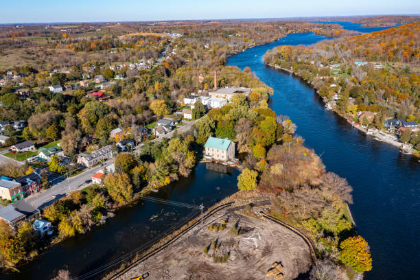 istock Aerial townscape and Trent River, Hastings, Canada 1352370830