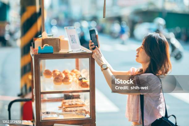 Contactless Payment For Paying Stock Photo - Download Image Now - QR Code, Paying, Asia