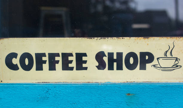 Vintage Blue and White Sign Reading \