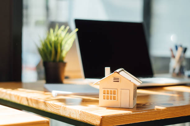 istock Model house real estate theme on a bright interior room background 1352379020
