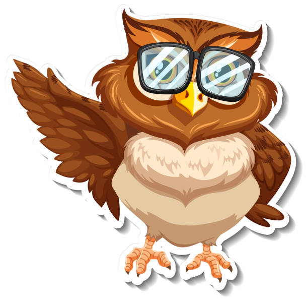 istock Owl bird wearing glasses animal cartoon sticker 1352383882